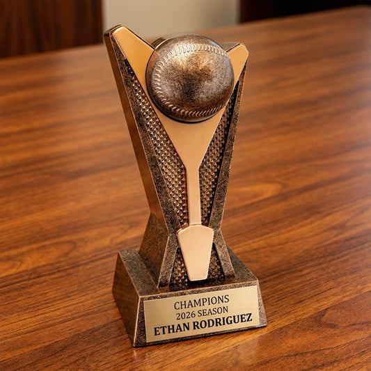 Personalized Baseball/Softball Trophy 7.5"/9" - Custom Engraved ROCK STAR for Team, Coach & MVP Awards - View 2