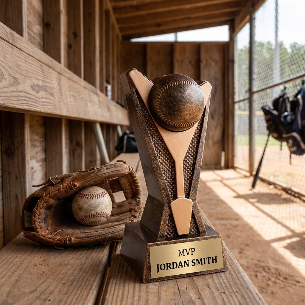 Personalized Baseball/Softball Trophy 7.5"/9" - Custom Engraved ROCK STAR for Team, Coach & MVP Awards - View 3