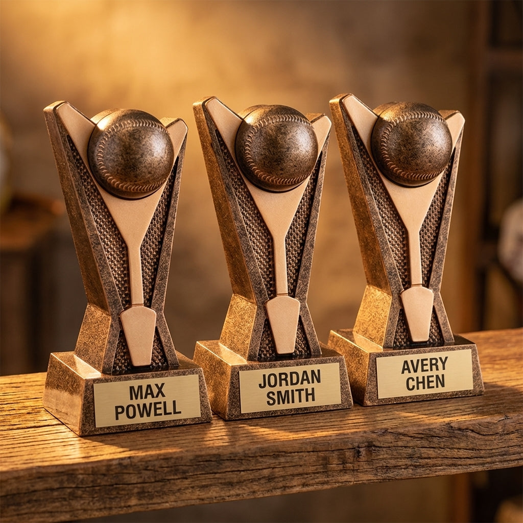 Personalized Baseball/Softball Trophy 7.5"/9" - Custom Engraved ROCK STAR for Team, Coach & MVP Awards - View 4
