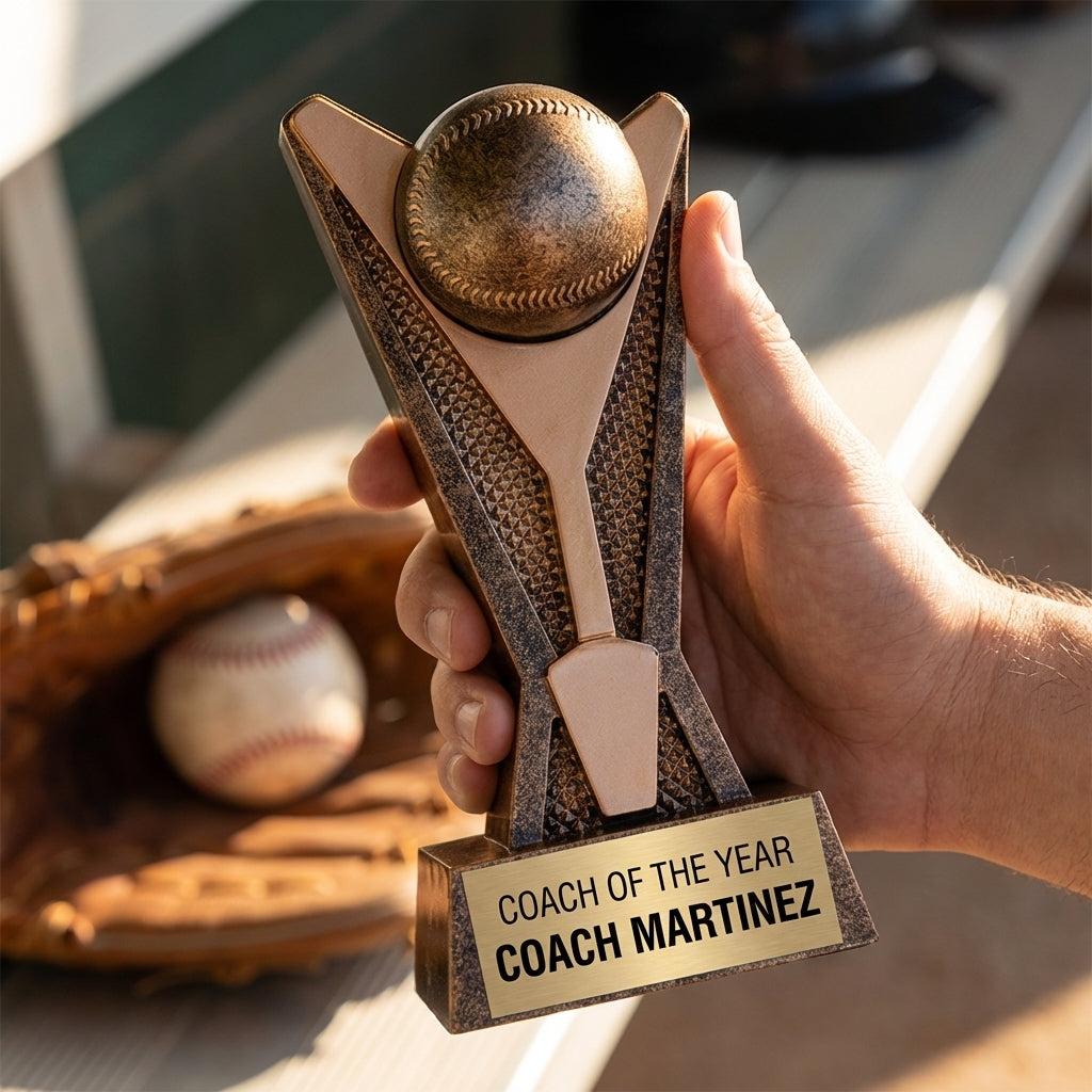 Personalized Baseball/Softball Trophy 7.5"/9" - Custom Engraved ROCK STAR for Team, Coach & MVP Awards - View 5