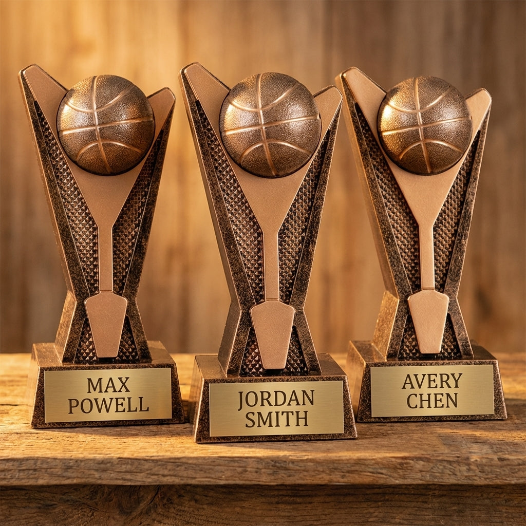 Personalized Basketball Trophy 7.5"/9" - Custom Engraved ROCK STR AWRD for Team, Coach & MVP Awards - View 4