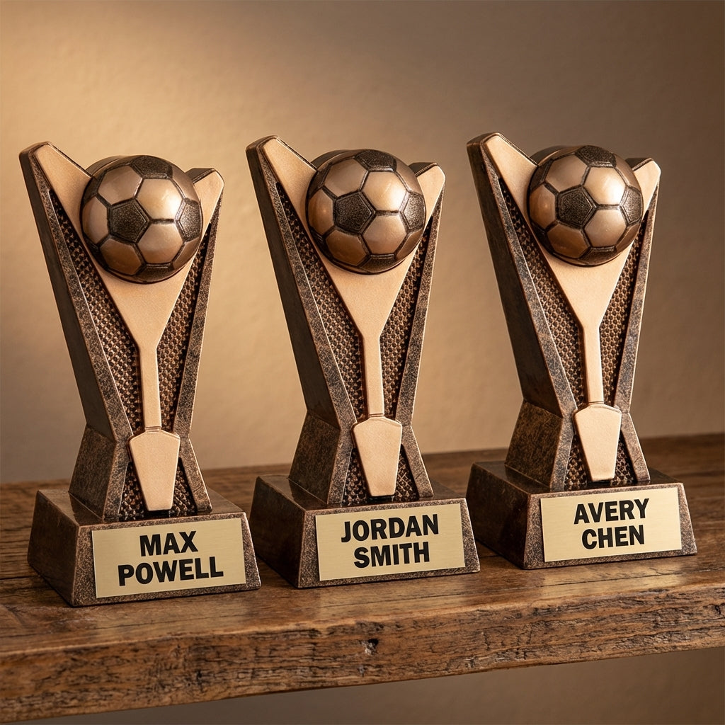 Personalized Soccer Trophy 7.5"/9" - Custom Engraved ROCK STAR AWRD for Team, Coach & MVP Awards - View 4