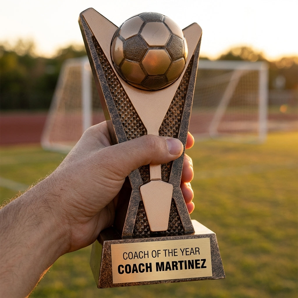 Personalized Soccer Trophy 7.5"/9" - Custom Engraved ROCK STAR AWRD for Team, Coach & MVP Awards - View 5