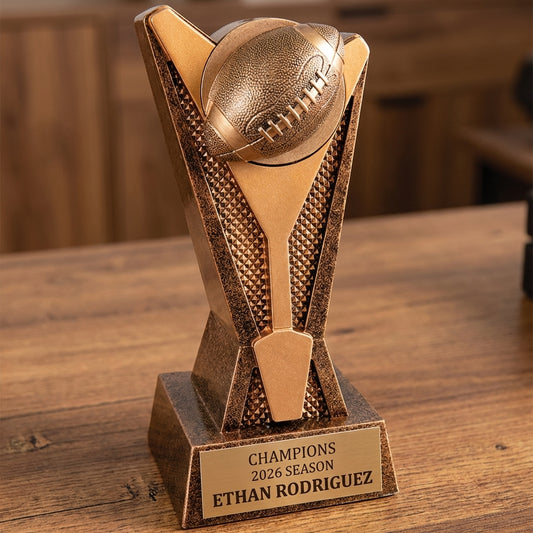 Personalized Football Trophy 7.5"/9" - Custom Engraved ROCK STAR AWRD for Team, Coach & MVP Awards - View 2