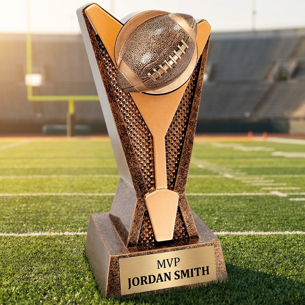 Personalized Football Trophy 7.5"/9" - Custom Engraved ROCK STAR AWRD for Team, Coach & MVP Awards - View 3