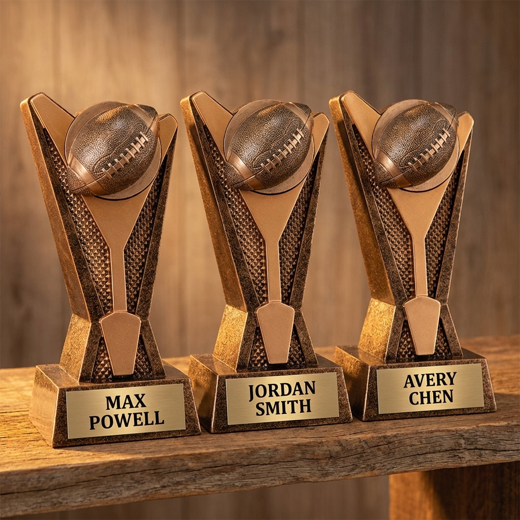 Personalized Football Trophy 7.5"/9" - Custom Engraved ROCK STAR AWRD for Team, Coach & MVP Awards - View 4