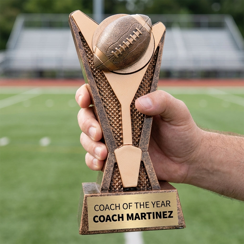 Personalized Football Trophy 7.5"/9" - Custom Engraved ROCK STAR AWRD for Team, Coach & MVP Awards - View 5