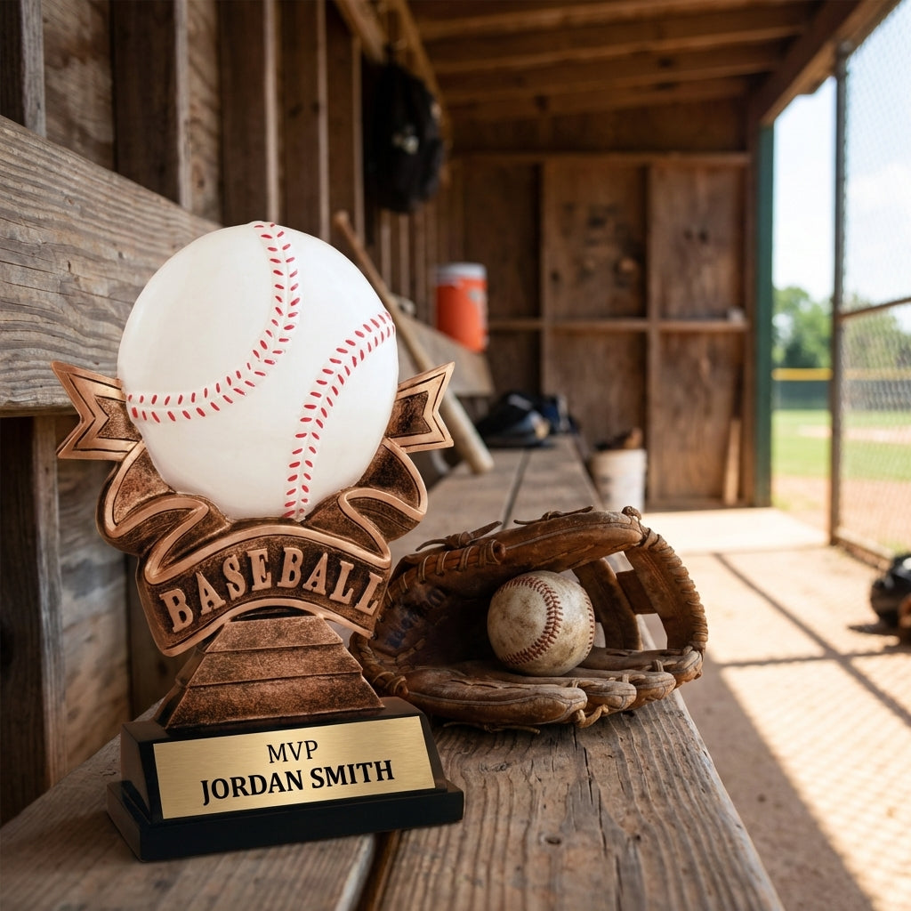 Personalized Baseball Trophy 7" - Custom Engraved RR for Team, Coach & MVP - View 3