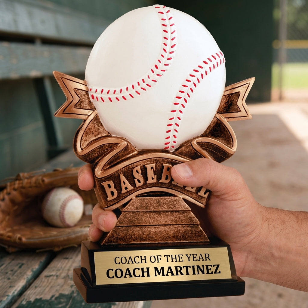 Personalized Baseball Trophy 7" - Custom Engraved RR for Team, Coach & MVP - View 5