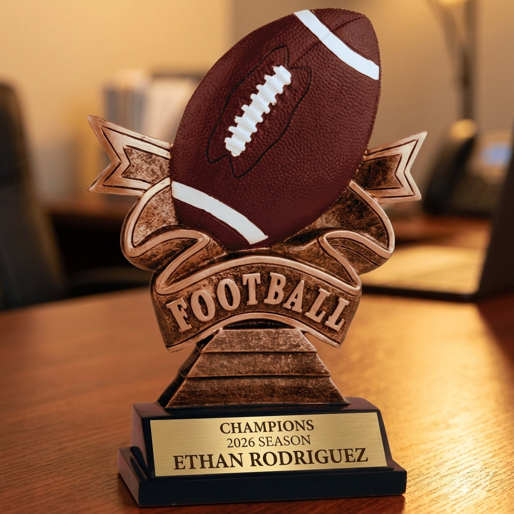 Personalized Football Trophy 7" - Custom Engraved RR for Team, Coach & MVP - View 2