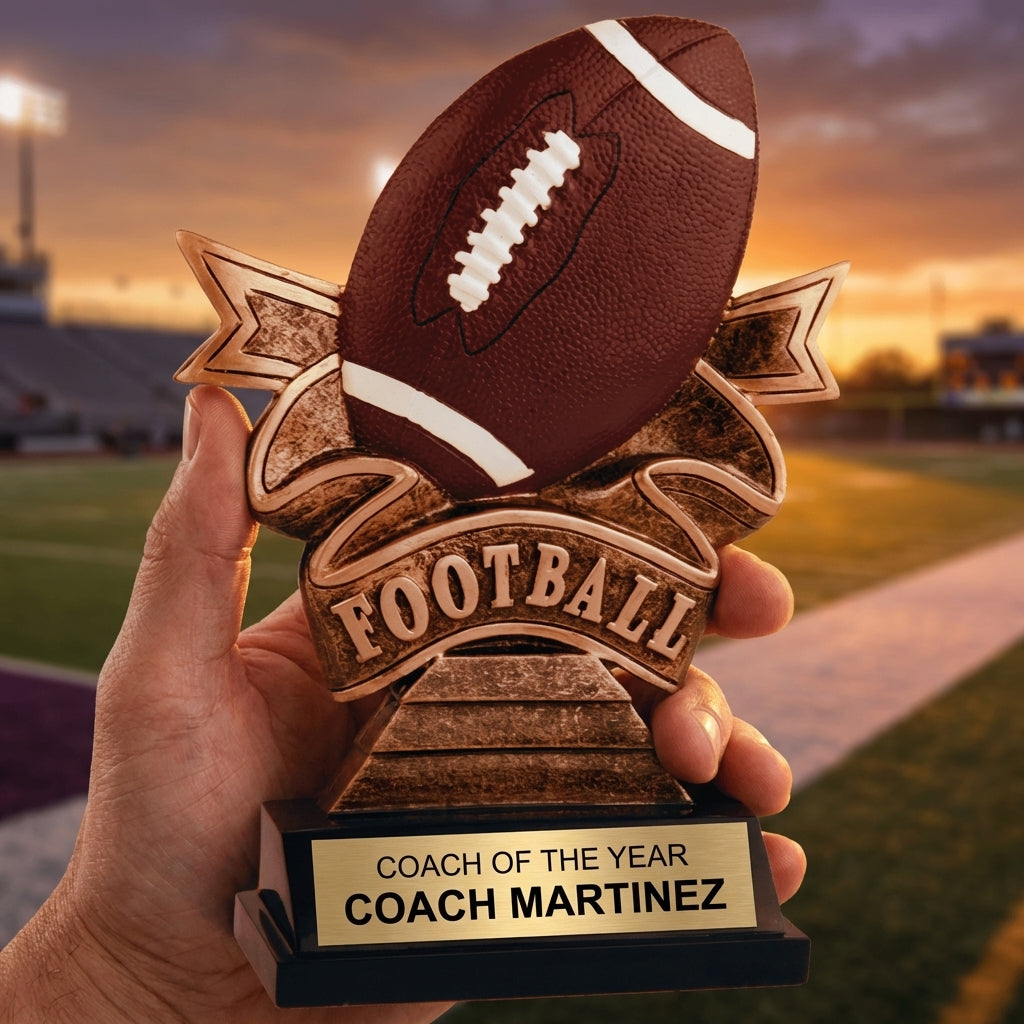Personalized Football Trophy 7" - Custom Engraved RR for Team, Coach & MVP - View 5