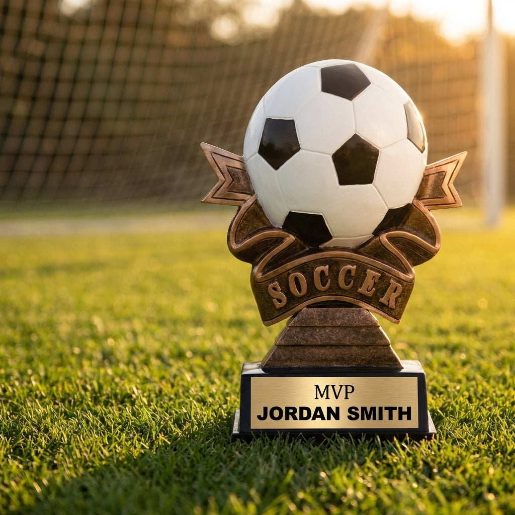 Personalized Soccer Trophy 7" - Custom Engraved RR for Team, Coach & MVP - View 3