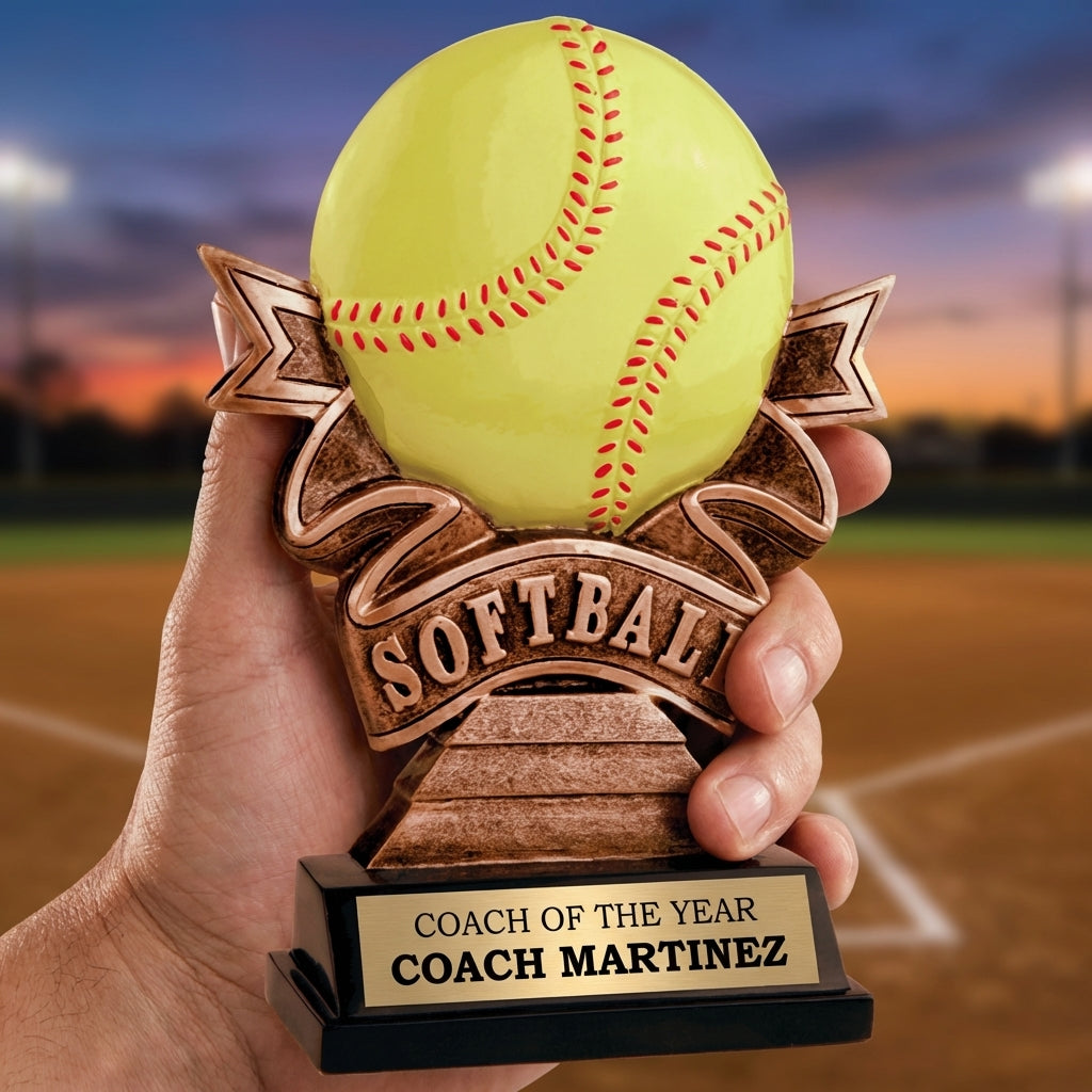 Personalized Softball Trophy 7" - Custom Engraved RR for Team, Coach & MVP - View 5