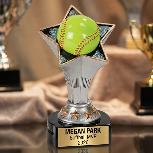 Softball Trophy | Personalized Award | Custom Engraved Nameplate | Rising Star | Team Gift - View 1