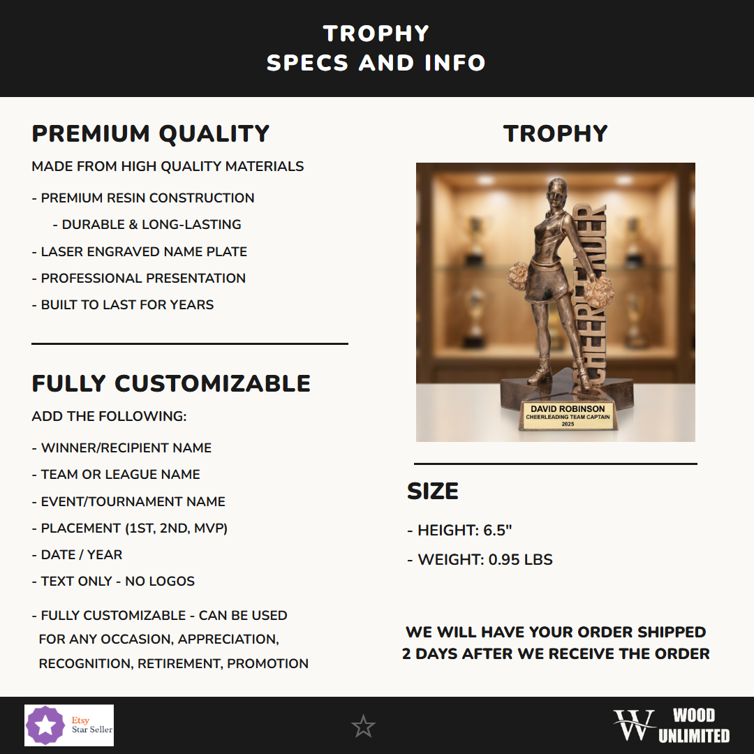 Cheerleading Award Trophy 6.5"