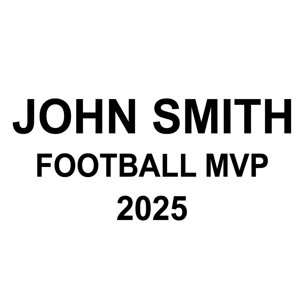 Laser engraving text-placement preview on the resin name plate of a personalized Football award — featuring Football team recognition award with custom plate, a popular choice for College football programs for College athletic ceremonies