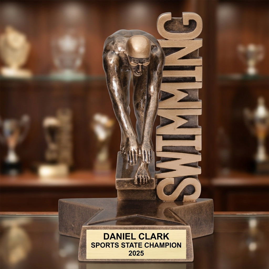 Swimming Award Trophy | Personalized | Custom Engraved | Swim Meet Champion | Gift | Free Engraving - View 1