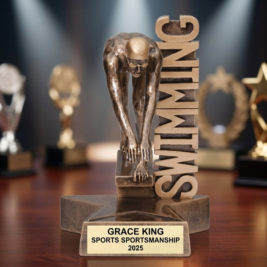 Swimming Award Trophy | Personalized | Custom Engraved | Swim Meet Champion | Gift | Free Engraving - View 2