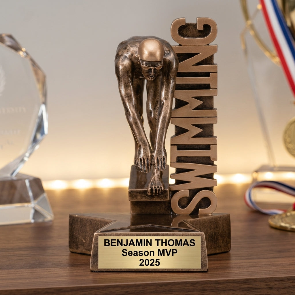 Swimming Award Trophy | Personalized | Custom Engraved | Swim Meet Champion | Gift | Free Engraving - View 4