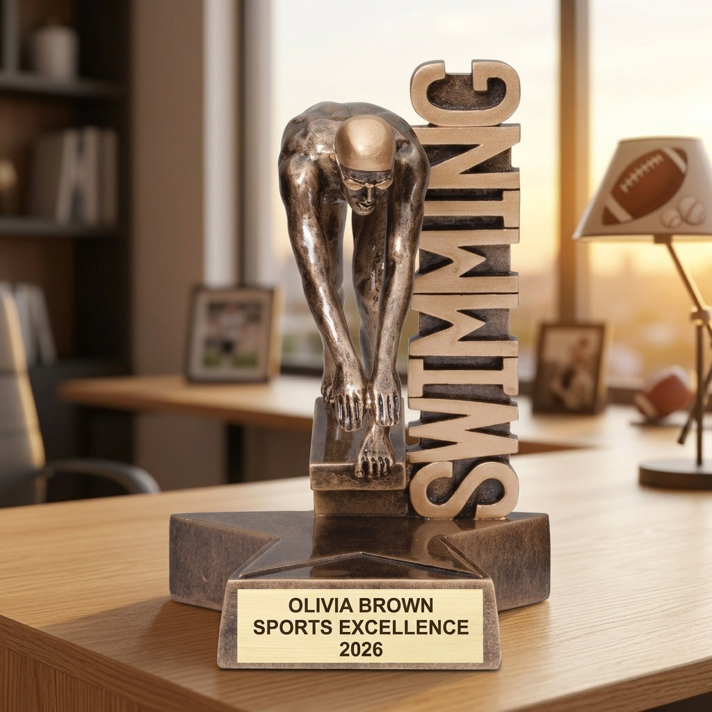 Swimming Award Trophy | Personalized | Custom Engraved | Swim Meet Champion | Gift | Free Engraving - View 5