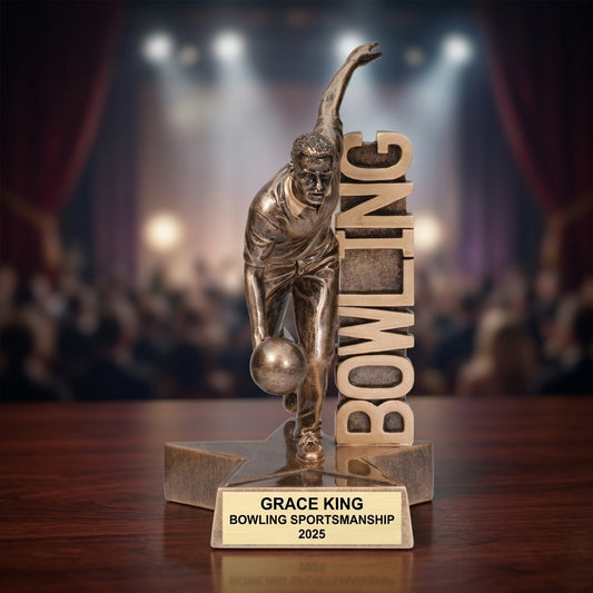 Bowling Award Trophy | Personalized | Custom Engraved | Bowling Gift | Team Award | Bowling Tournament | Achievement Award - View 2