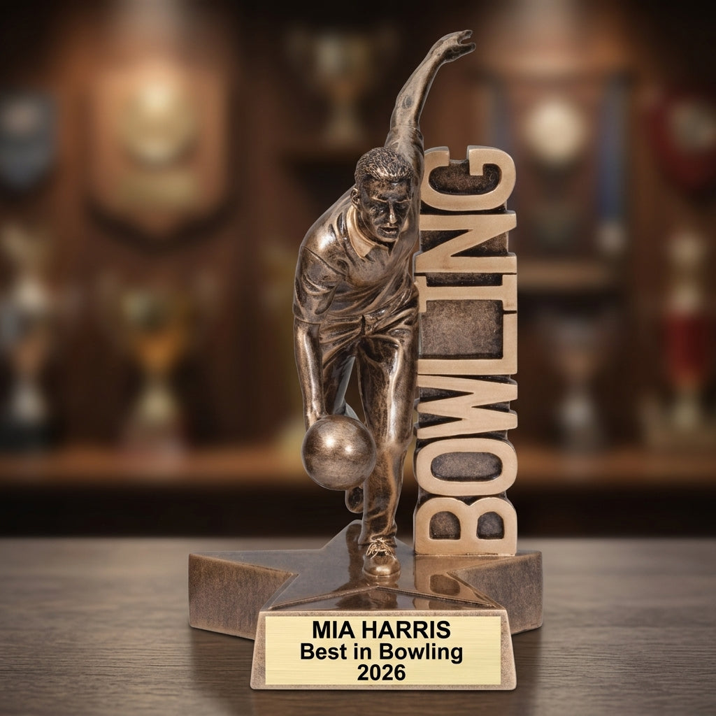 Bowling Award Trophy | Personalized | Custom Engraved | Bowling Gift | Team Award | Bowling Tournament | Achievement Award - View 3