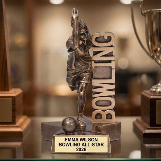 Bowling Trophy Award | Personalized | Custom Engraved | Female Bowler | Team Award | Bowling Gift - View 1