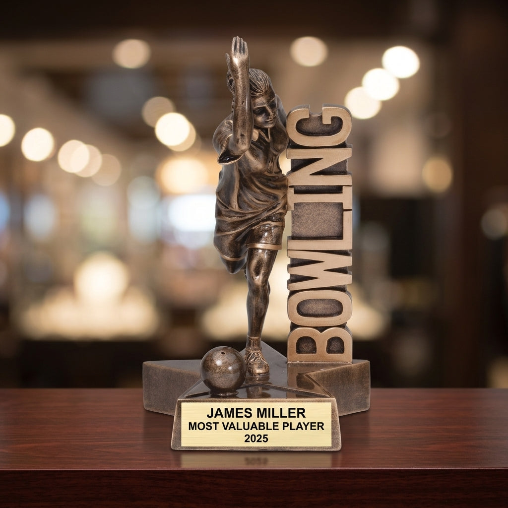 Bowling Trophy Award | Personalized | Custom Engraved | Female Bowler | Team Award | Bowling Gift - View 4
