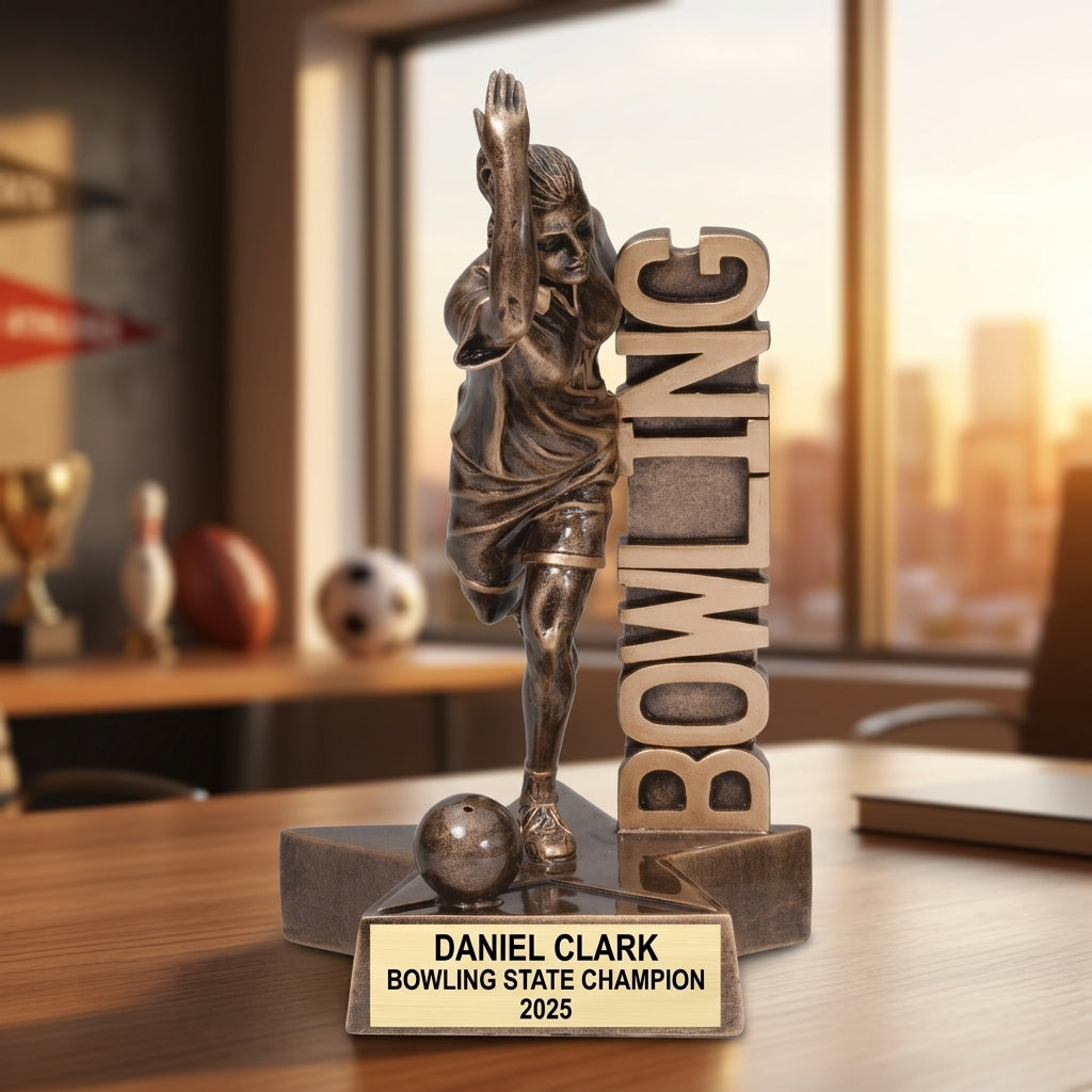Bowling Trophy Award | Personalized | Custom Engraved | Female Bowler | Team Award | Bowling Gift - View 5