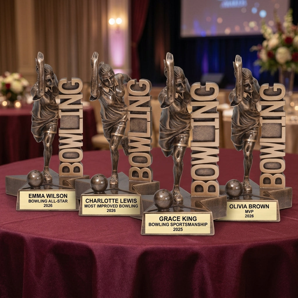 Bowling Trophy Award | Personalized | Custom Engraved | Female Bowler | Team Award | Bowling Gift - View 6