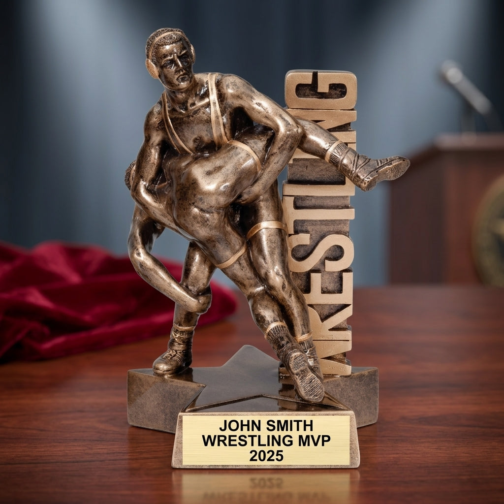 Wrestling Award Trophy | Personalized | Custom Engraved | Wrestling Gift | Wrestling Champion | Personalized Wrestling Trophy - View 2