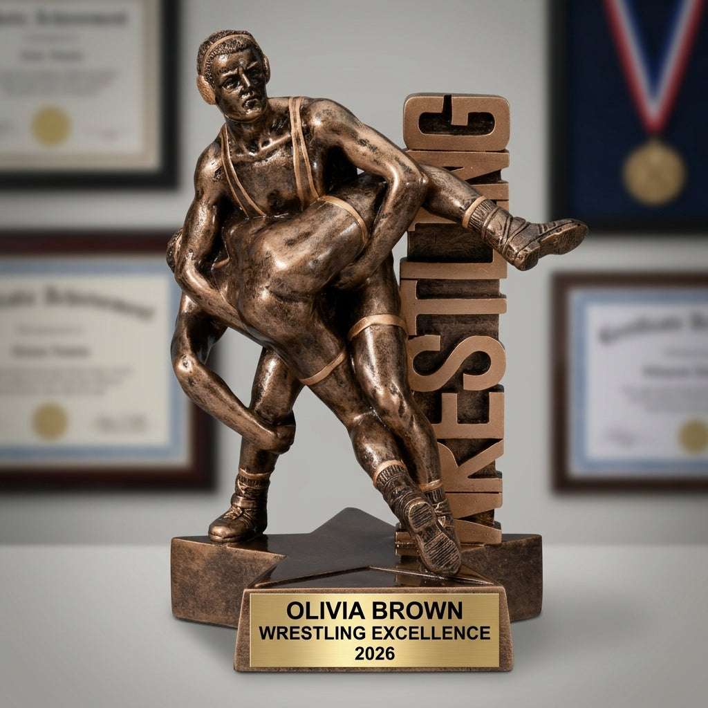 Wrestling Award Trophy | Personalized | Custom Engraved | Wrestling Gift | Wrestling Champion | Personalized Wrestling Trophy - View 3