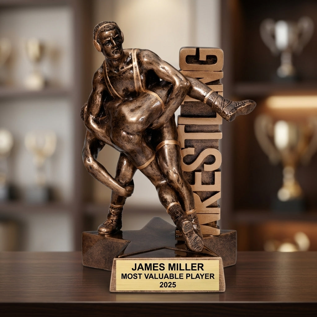 Wrestling Award Trophy | Personalized | Custom Engraved | Wrestling Gift | Wrestling Champion | Personalized Wrestling Trophy - View 4