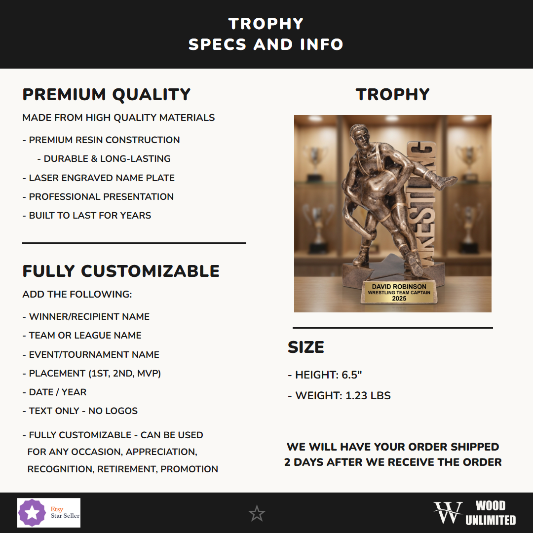 Wrestling Award Trophy 6.5"