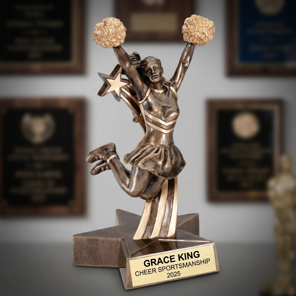 Cheer Award Trophy | Personalized | Custom Engraved | Cheerleader Gift | Team Award | Cheerleading Trophy - View 3