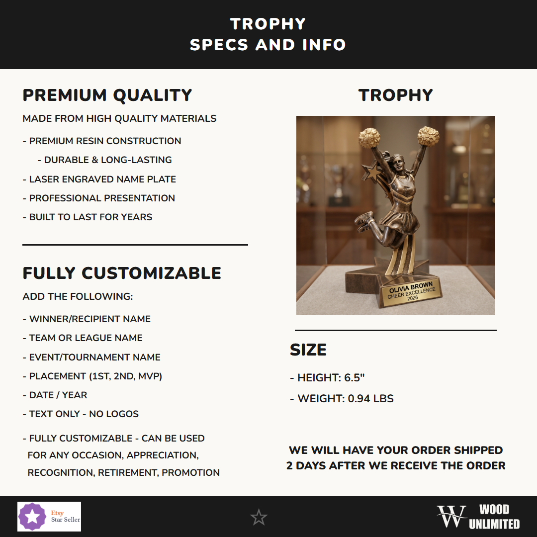 Cheer Award Trophy 6.5"
