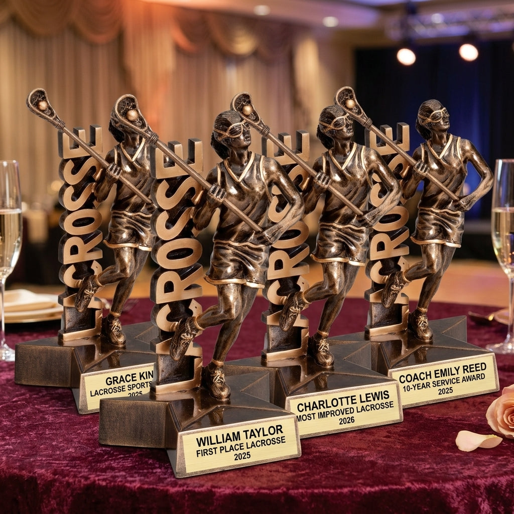 Lacrosse Trophy Award | Personalized | Custom Engraved | Lacrosse MVP | Gold Name Plate | Wood Unlimited - View 6