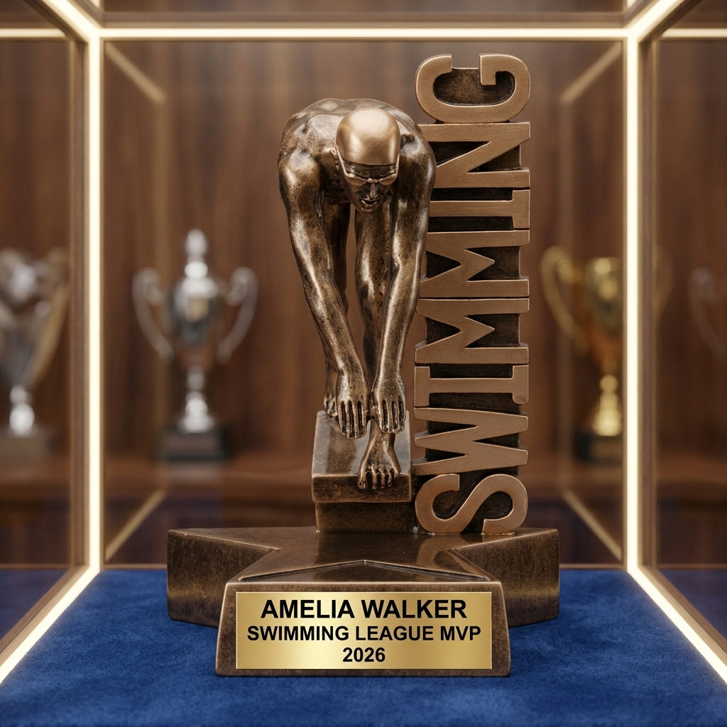 Swimming Award Trophy | Personalized | Custom Engraved | Swim Meet Champion | Swimming Gifts | Team Awards - View 1
