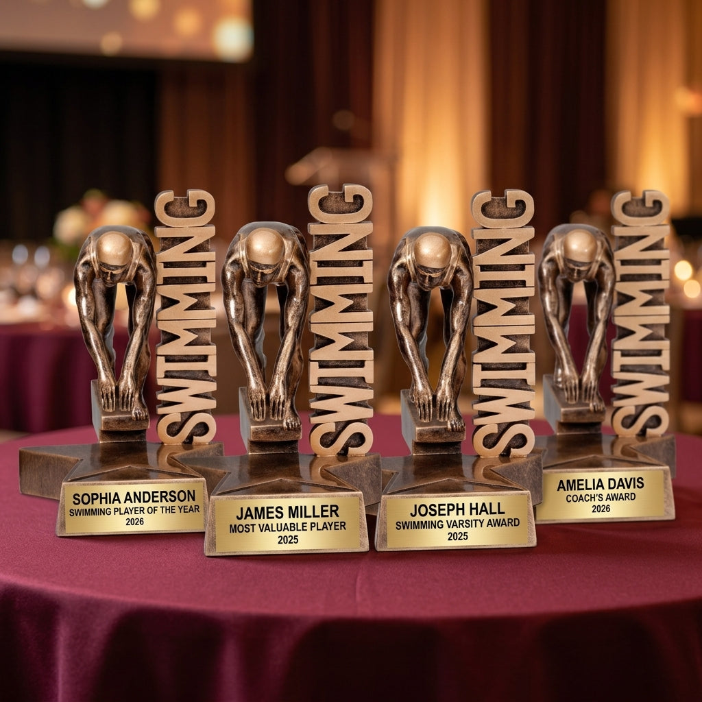 Swimming Award Trophy | Personalized | Custom Engraved | Swim Meet Champion | Female Swimmer Gift | Unique Swimming Gift - View 6
