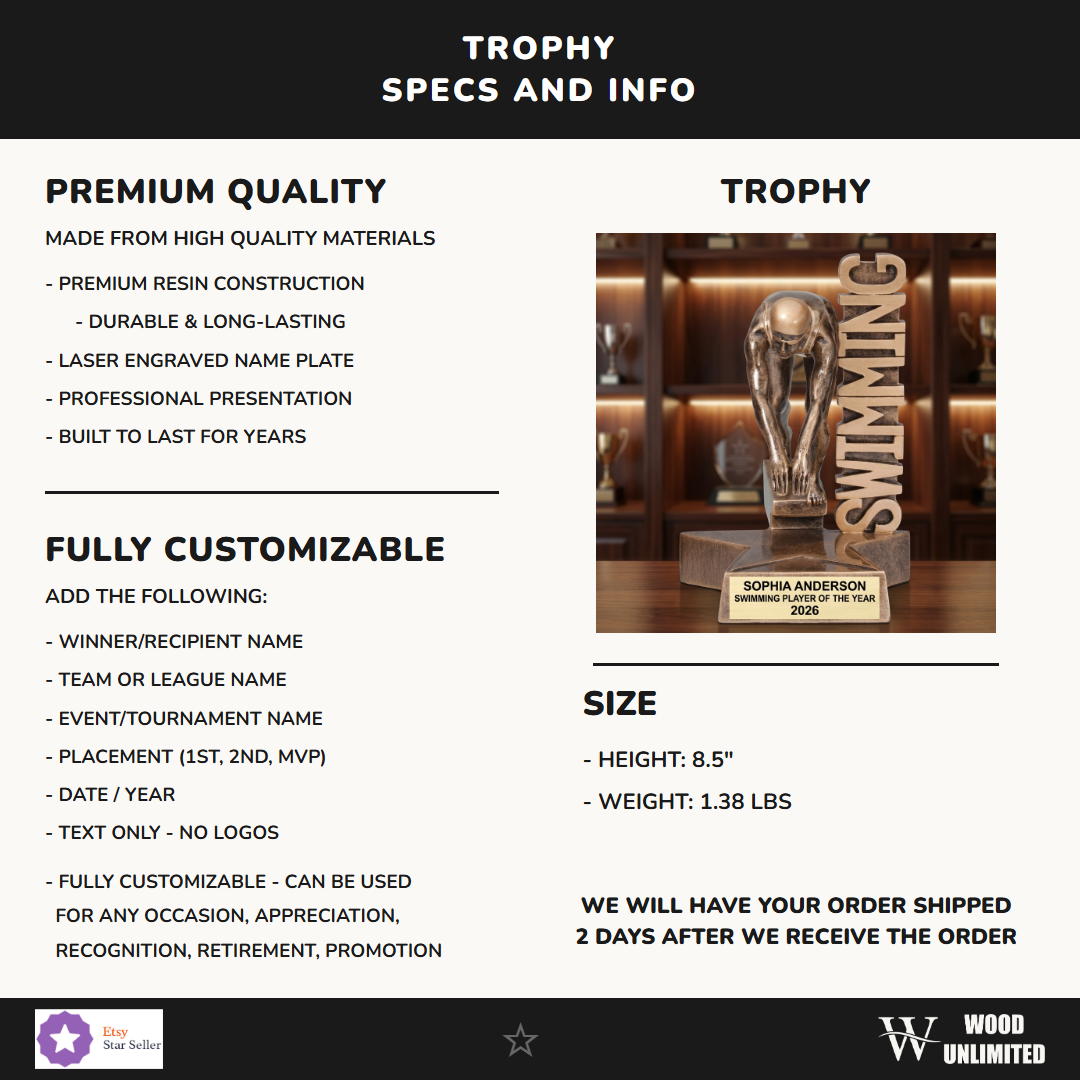 Swimming Award Trophy 8.5"