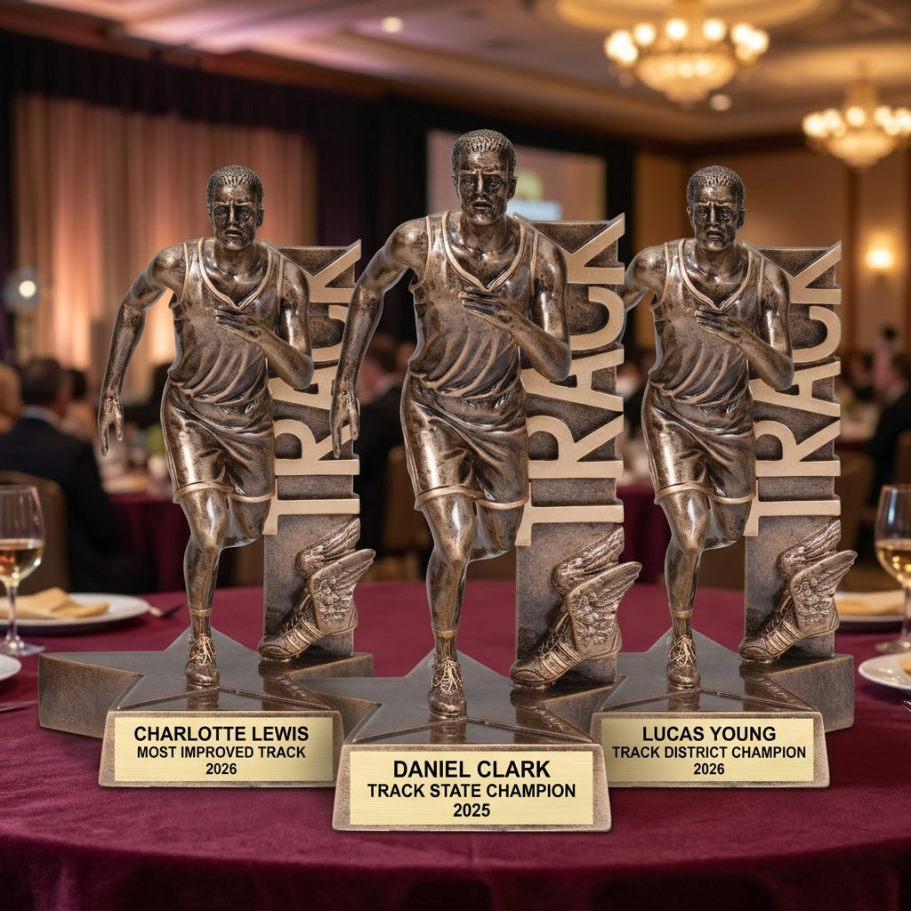 Track Trophy Award | Personalized | Custom Engraved | Track and Field | Running Award | Track Meet | Champion | Gold Name Plate - View 6