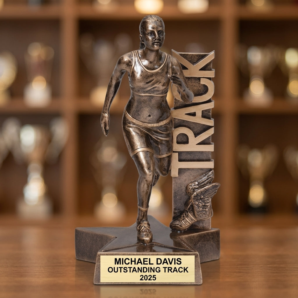 Track Award Trophy | Personalized | Custom Engraved | Female Athlete | Track & Field | Running | Champion | Gift - View 4