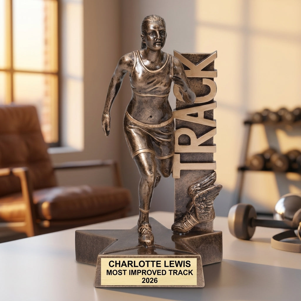 Track Award Trophy | Personalized | Custom Engraved | Female Athlete | Track & Field | Running | Champion | Gift - View 5