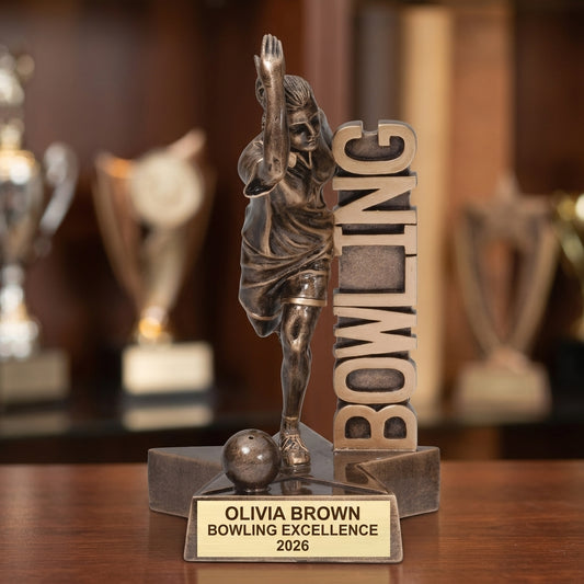 Bowling Award Trophy | Personalized | Custom Engraved | Female Bowler | Bowling Tournament Gift | Team Award - View 1