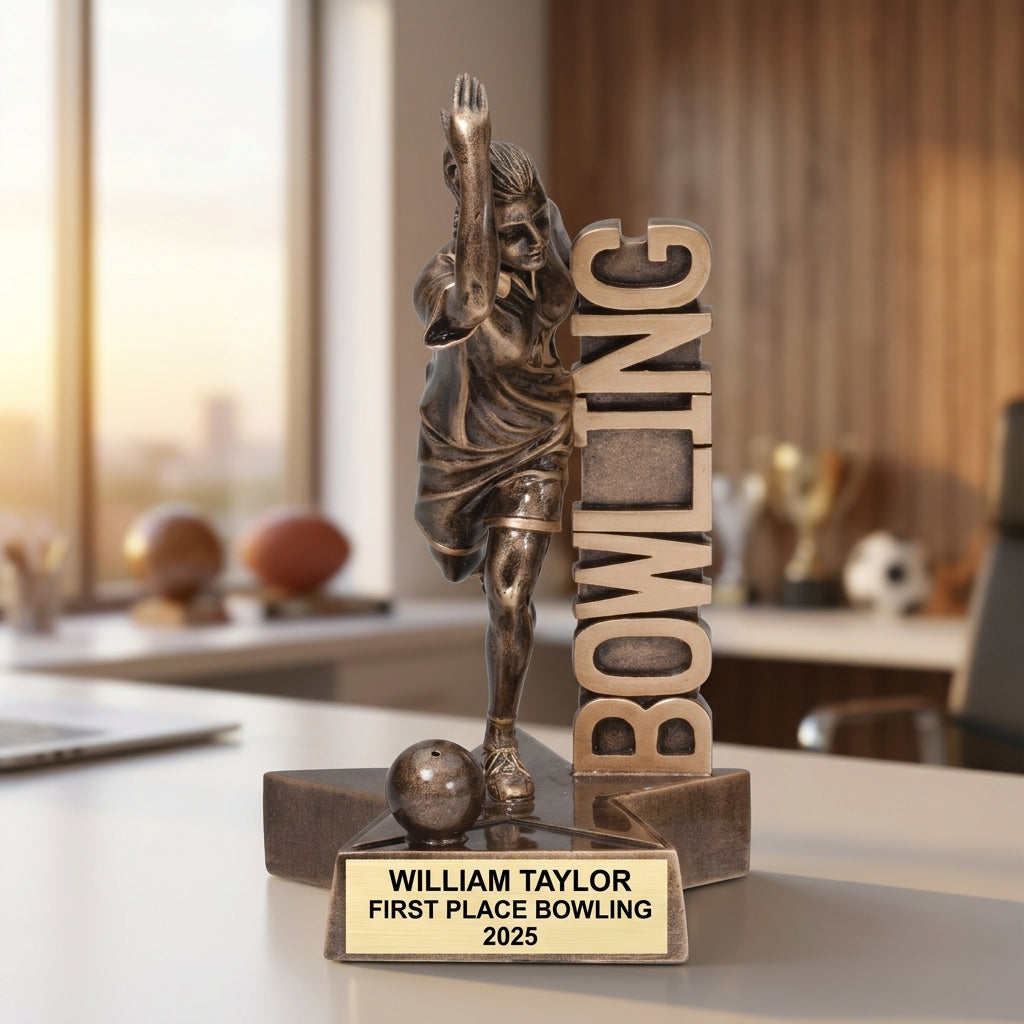 Bowling Award Trophy | Personalized | Custom Engraved | Female Bowler | Bowling Tournament Gift | Team Award - View 5