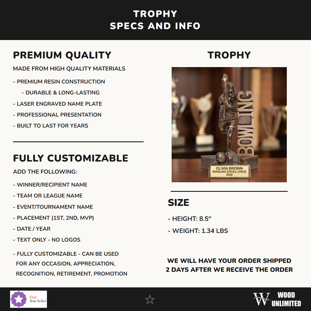 Bowling Award Trophy 8.5"