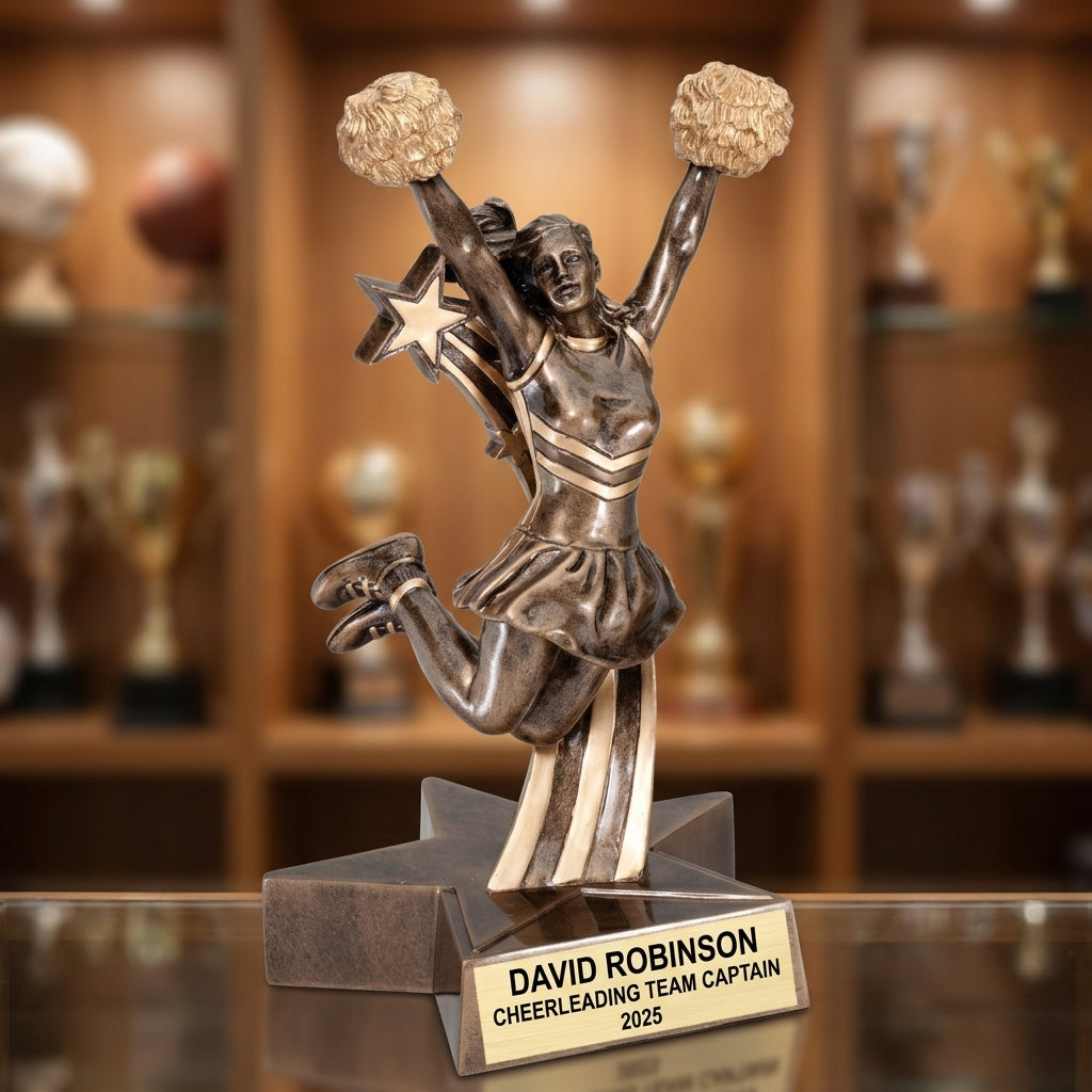 Cheerleading Award Trophy | Personalized Gift | Custom Engraved Cheerleader | Cheer Competition | Spirit Award - View 1