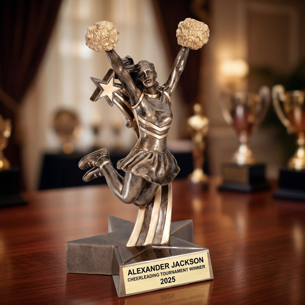 Cheerleading Award Trophy | Personalized Gift | Custom Engraved Cheerleader | Cheer Competition | Spirit Award - View 2