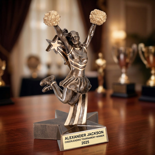 Cheerleading Award Trophy | Personalized Gift | Custom Engraved Cheerleader | Cheer Competition | Spirit Award - View 2