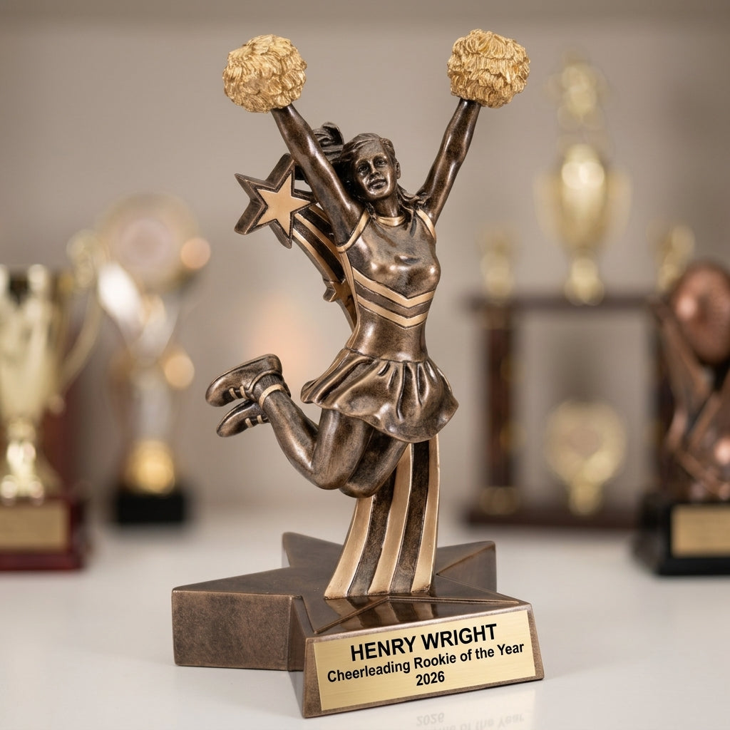 Cheerleading Award Trophy | Personalized Gift | Custom Engraved Cheerleader | Cheer Competition | Spirit Award - View 4